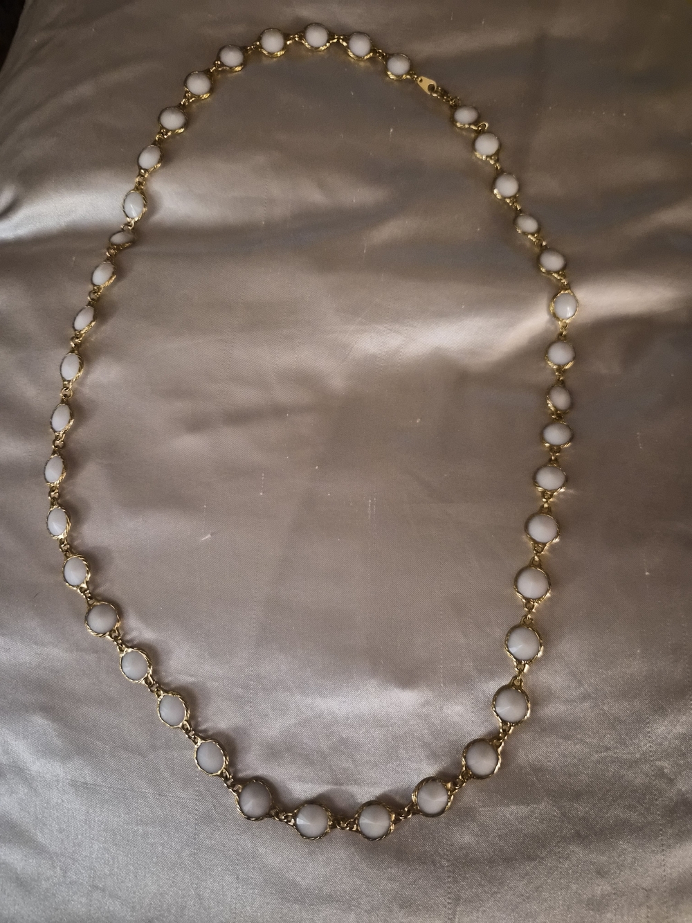 Boutique Vintage Inspired White Cabochon Gold Statement Necklace